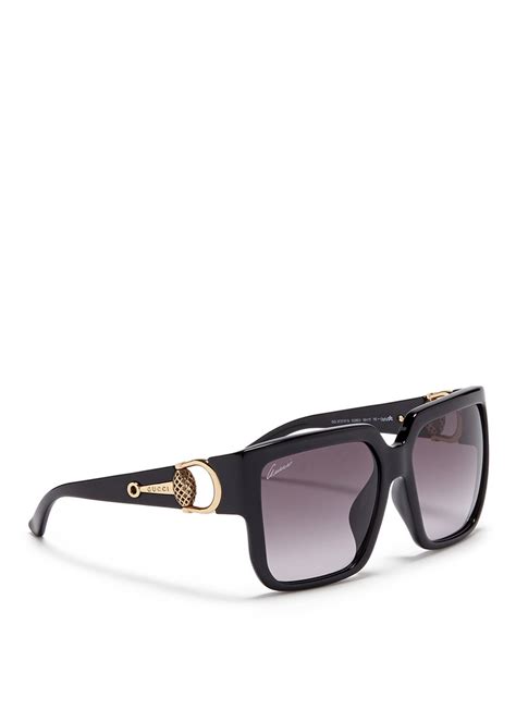 Gucci Horsebit Hinge Chunky Square Sunglasses In Black Lyst