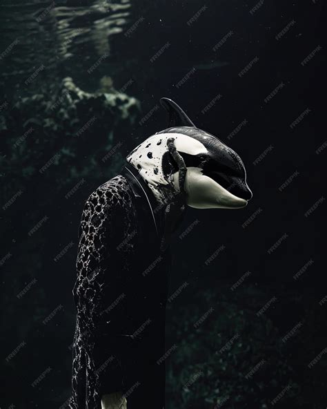 Premium Ai Image Orca Killer Whale Human Animal Hybrid On Dark Background