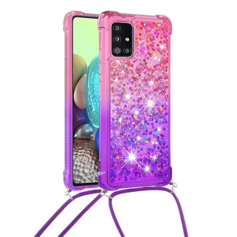 Coque Samsung Galaxy A Silicone Paillettes Et Cordon