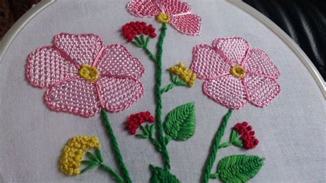 Hand Embroidery Designs Beautiful Flower Stitch Net Stitch Or