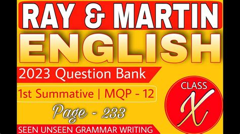 Ray And Martin English Question Bank 2023 Class 10 Class X