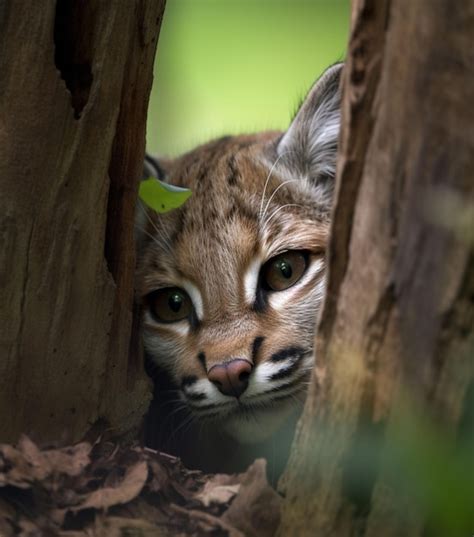 Premium Ai Image Ai Generated Illustration Of A Curious Lynx Peeking