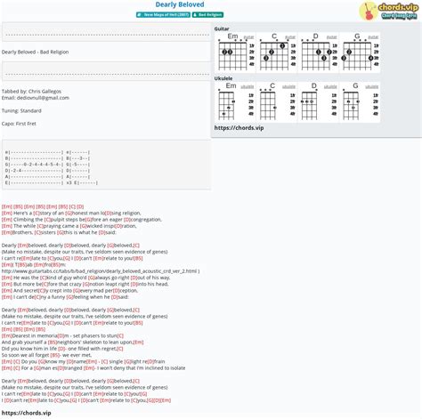 Chord Dearly Beloved Bad Religion Tab Song Lyric Sheet Guitar