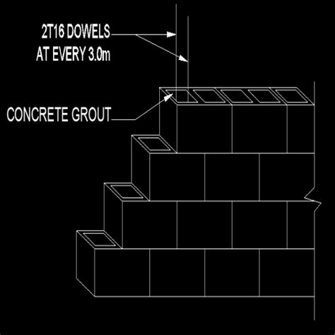brick wall section plan autocad drawing dwg file   file