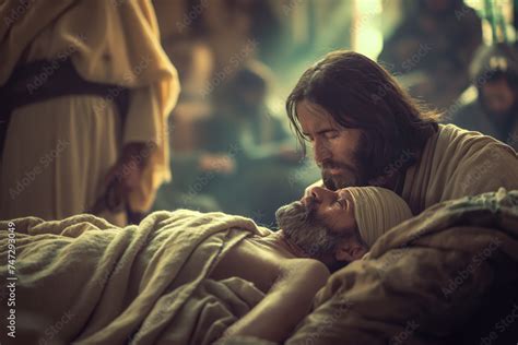 Jesus Resurrecting Old Man Miracles Of Jesus Concept Jesus Healing