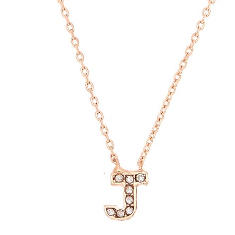 Rose Gold Initial Pendant Necklace - J | Claire's