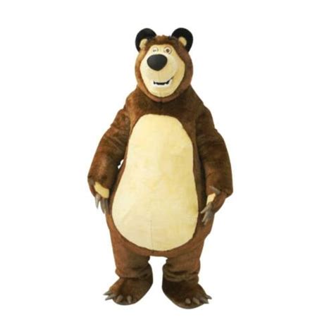 Mascotte Orso Masha Costume Bruno Marrone Per Adulti Animazione