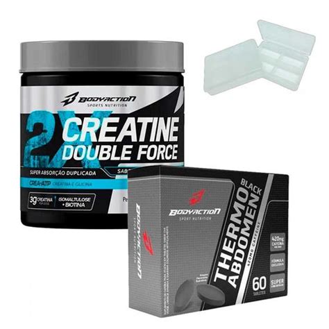 Kit Thermo Abdomen Black 60 Tabs Creatina Double Force 150g Body