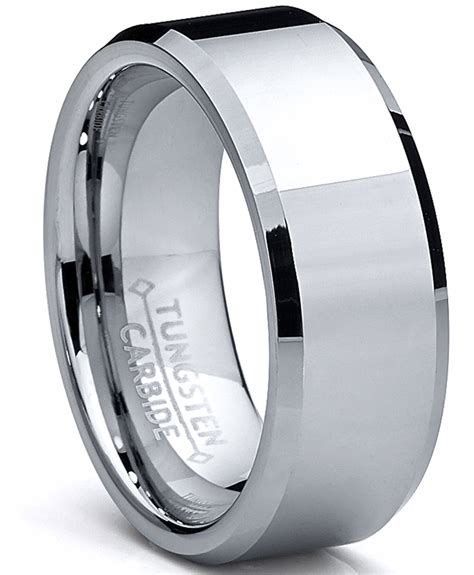 Ringwright Co Mens High Polish Beveled Edge Tungsten Carbide Ring Sizes 5 To 15 Walmart