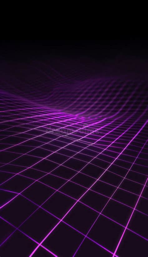 Purple Grid Pattern On A Black Background With A Futuristic And Digital