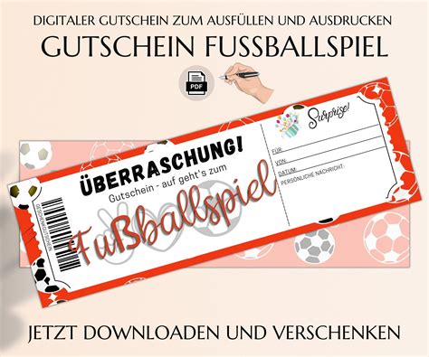 Fu Ball Gutschein Vorlage Zum Ausdrucken Fu Ballspiel Geschenkgutschein