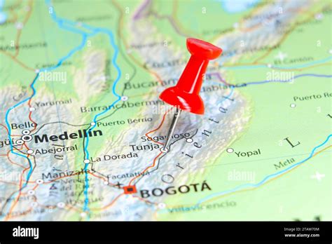 Tunja, Colombia pin on map Stock Photo - Alamy