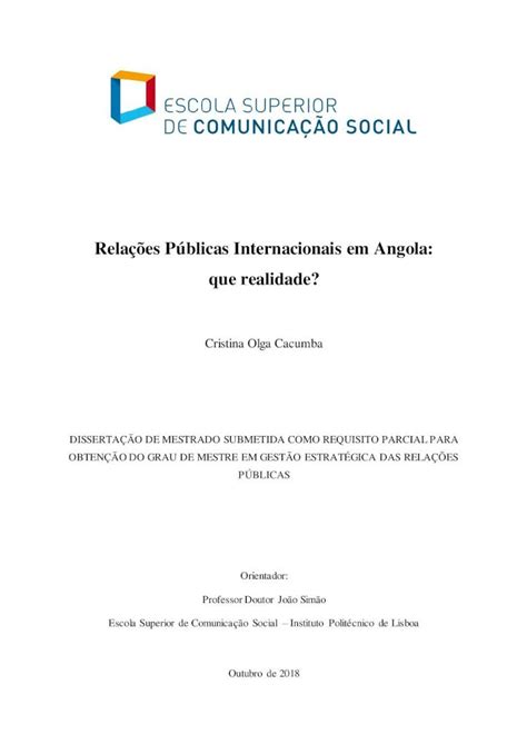 PDF Relações Públicas Internacionais em Angola que realidade