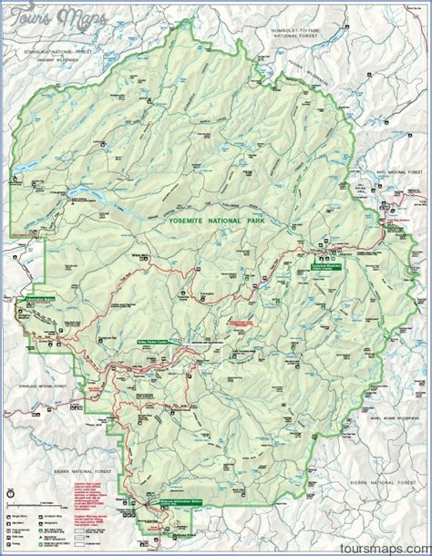 Yosemite Hiking Trail Map - ToursMaps.com