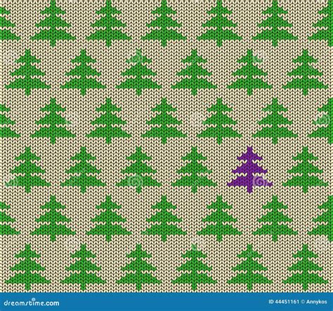 Seamless Knitted Pattern With Trees Stock Vector Illustration Of