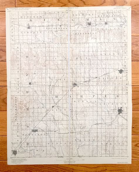 Antique Anthony Kansas 1891 US Geological Survey Topographic | Etsy