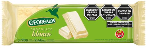 GEORGALOS SIN AZÚCARES CHOCOLATE BLANCO X 70 GRS SKU 2473 Georgalos