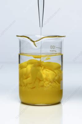 Lead iodide precipitate - Stock Image - C058/7150 - Science Photo Library