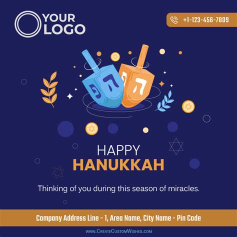 Online Editable Hanukkah 2022 Wishes With Company Details Ccw