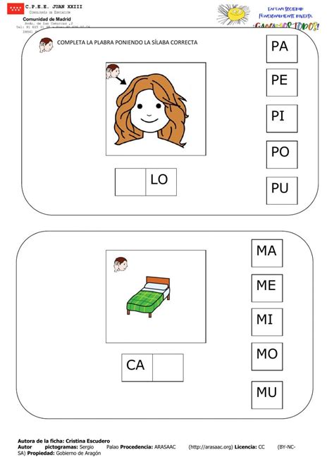 Ejercicio De Pon La Silaba Correcta Fichas Silabas Silabas Inversas