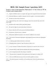 Exam 1 Practice Key Pdf BIOL 246 Sample Exam 1 Questions KEY