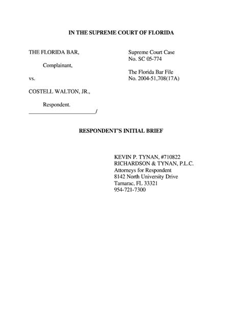 Fillable Online Archive Law Fsu Respondent S Initial Brief Fax Email