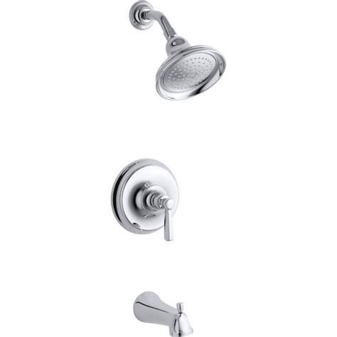 Kohler Sculpted Rite Temp Bath And Shower Valve Trim With Slip Fit Spout In Polished Chrom