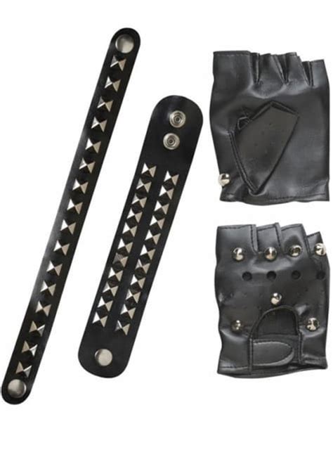 Studded Biker Gloves And Wristband Express Delivery Funidelia