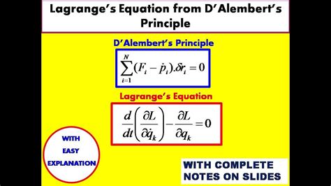 Derivation Of Lagrange S Equation From Dalembert S Principle