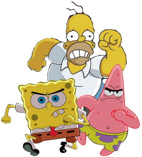 Homer Spongebob And Patrick Running Png By Benny49 On Deviantart