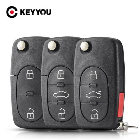 KEYYOU 2 3 Buttons Flip Folding Remote Control Key Case Shell For Audi