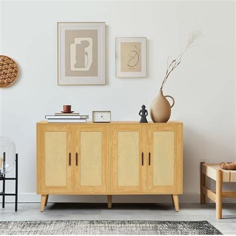 Amazon Homsho Rattan Sideboard Buffet Cabinet With Double Doors