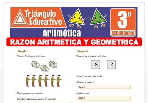 Razón Aritmética y Geométrica para Tercero de Secundaria Fichas GRATIS