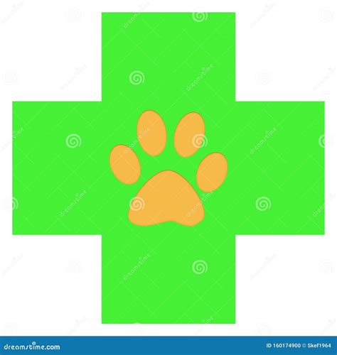 Veterinary Cross With Paw Treatment And Care Of Animals Sign Symbol