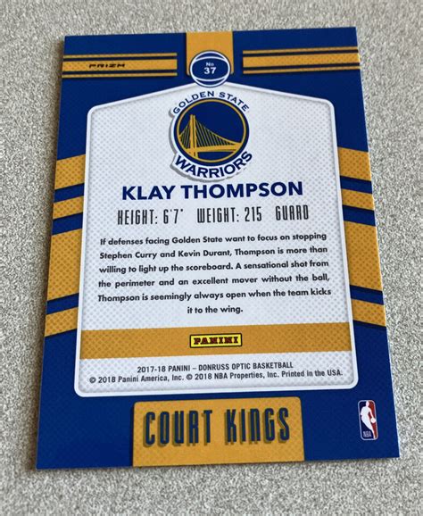 Panini Donruss Optic Court Kings Silver Prizm Klay Thompson