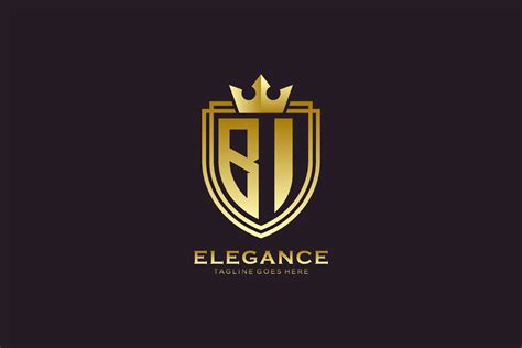 Initial Bi Elegant Luxury Monogram Logo Or Badge Template With Scrolls