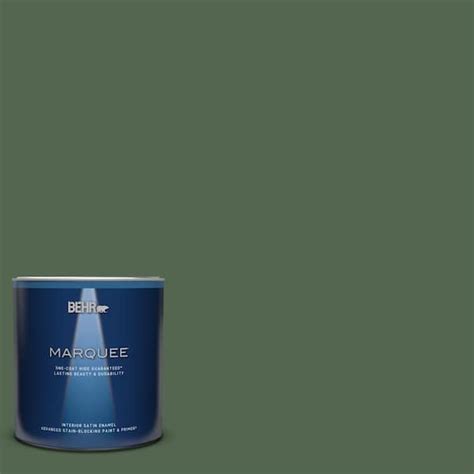 Behr Marquee Qt S Equestrian Green One Coat Hide Satin Enamel