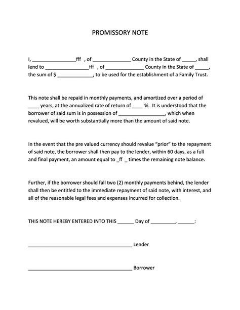 Free Printable Promissory Note Contract Free Printable