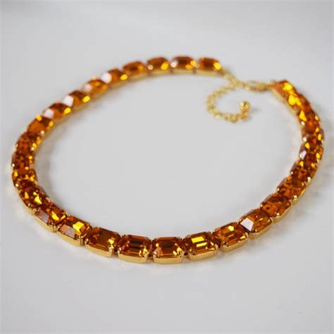 Orange Topaz Collet Necklace - Small Octagon – Dames a la Mode