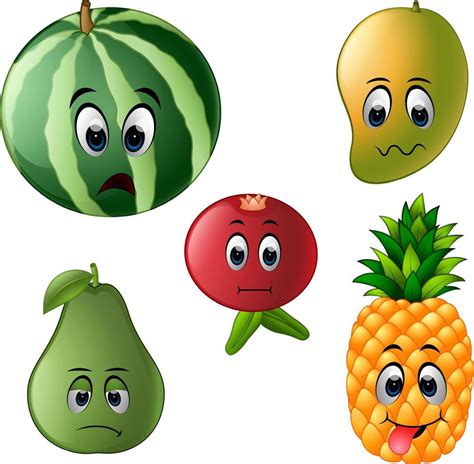 fresh fruit with face 10300999 Vector Art at Vecteezy