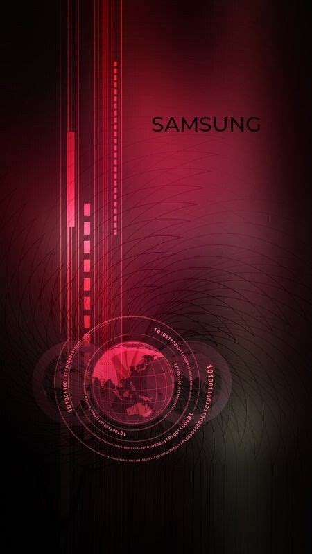 The Samsung Logo Is Shown On A Dark Background With Red And Black Lines