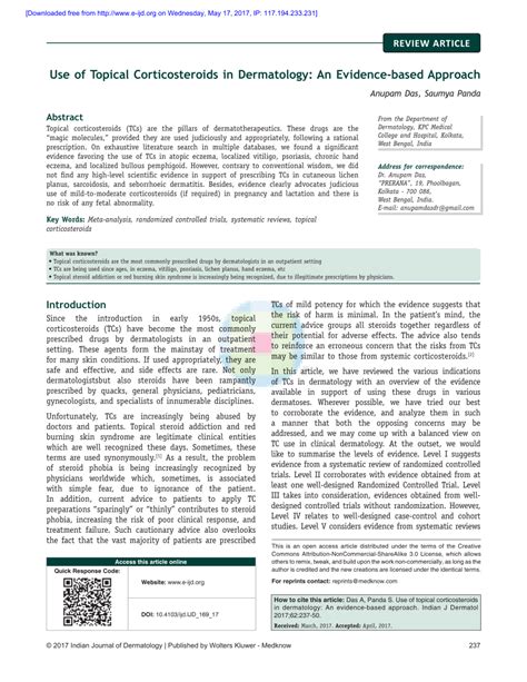 Pdf Use Of Topical Corticosteroids In Dermatology An Evidence Based