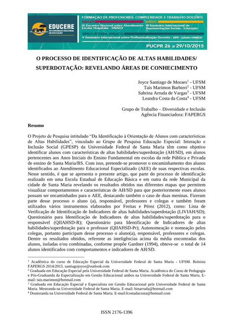 Pdf O Processo De Identifica O De Altas Habilidades