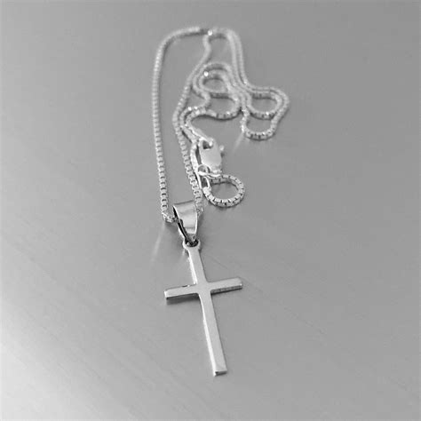 Sterling Silver Simple Cross Necklace Religious Necklace - Etsy