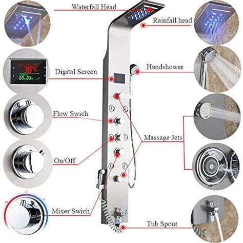 Fuzmonoere Fuz Led Shower Wall Panels Tower System With India Ubuy