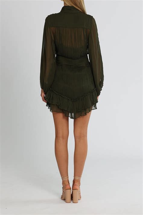 Hire Safira Button Up Ruched Mini Dress In Olive Shona Joy Glamcorner