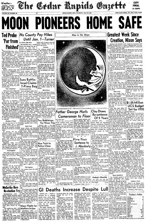 Apollo 11 Moon Landing In Gazette Headlines 50 Years Ago The Gazette