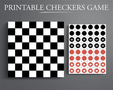 Printable Checkers Game Printable Board Game Printable Game Etsy