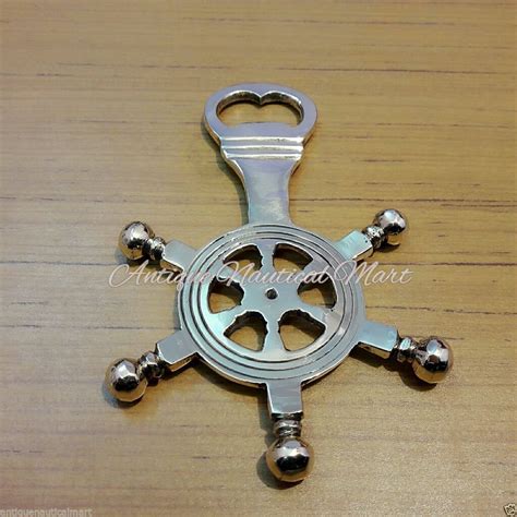 Marine Brass Nautical Ship Wheel Bottle Opener In Shiny Polished Finish Openers