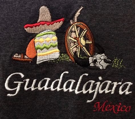 Guadalajara Mexico Embroidered T Shirt Adult Medium Gray T Shirts